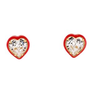 Lele Sadoughi Swarovski Crystal & Red Enamel Heart-Shaped Earring